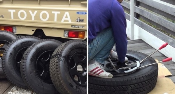 自動車タイヤ ホイール手組み初体験 ランクル70用タイヤ ブラｖ ランクル70研究所